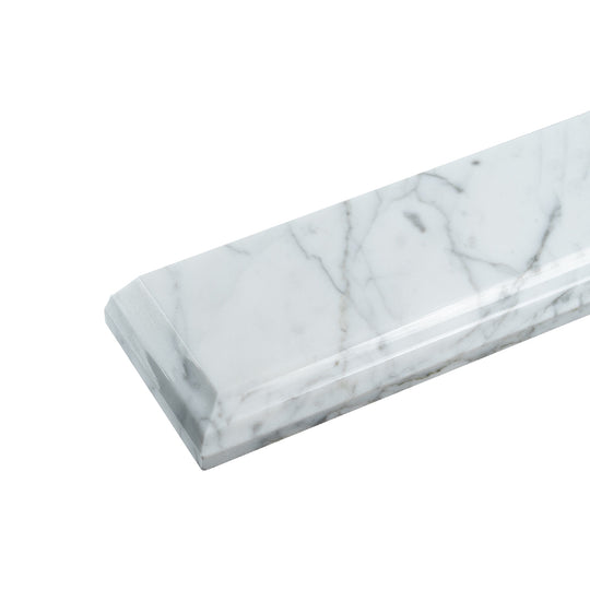 Bullnose Edge Backsplash in White for 24 in. W Carrara Marble Bathroom Vanity Top