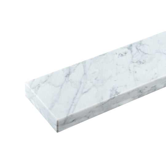 Straight Edge Backsplash in White for 72 in. W Carrara Marble Bathroom Vanity Top