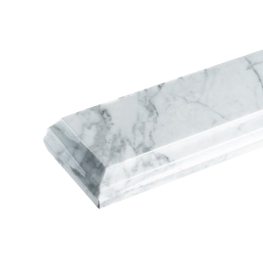 Bullnose Edge Backsplash in White for 42 in. W Carrara Marble Bathroom Vanity Top