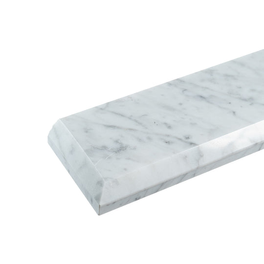 Beveled Edge Backsplash in White for 40 in. W Carrara Marble Bathroom Vanity Top